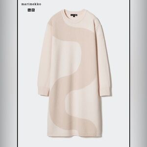 Marimekko UNIQLO Cream and Beige Long Sleeve Dress